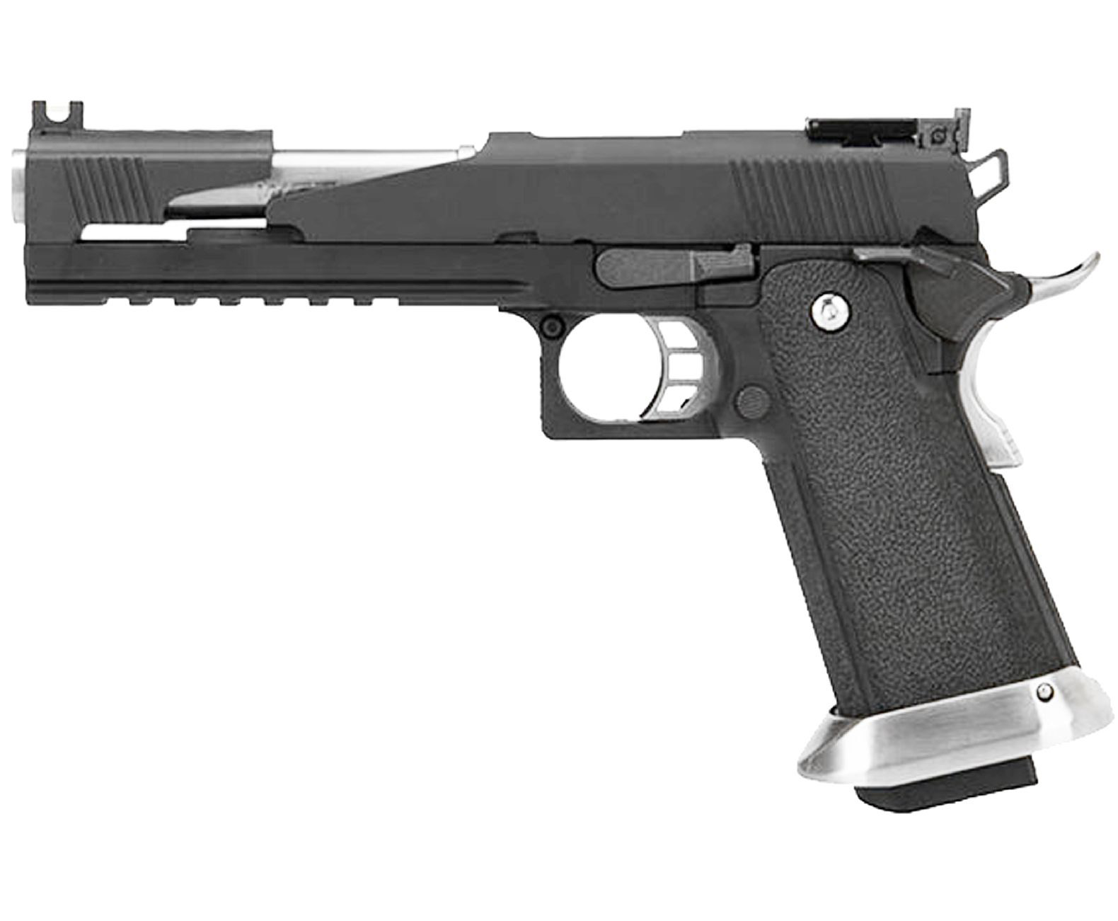 Пистолет страйкбольный (WE) Colt M1911 HI-CAPA 6" Dragon,  Black / Silver, WE-H018WETCA-BK
