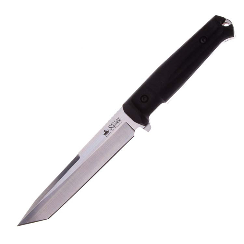 Нож Aggressor AUS-8 SW (Stonewash, Черная рукоять, Камо ножны)