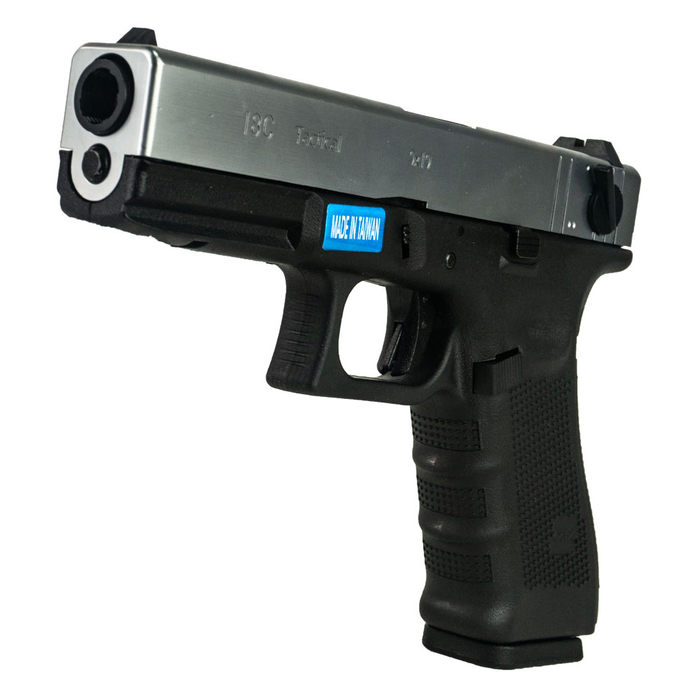 Модель пистолета (WE) GLOCK-18 gen4, авт, металл слайд, хром, сменные накладки, WE-G002B-SV