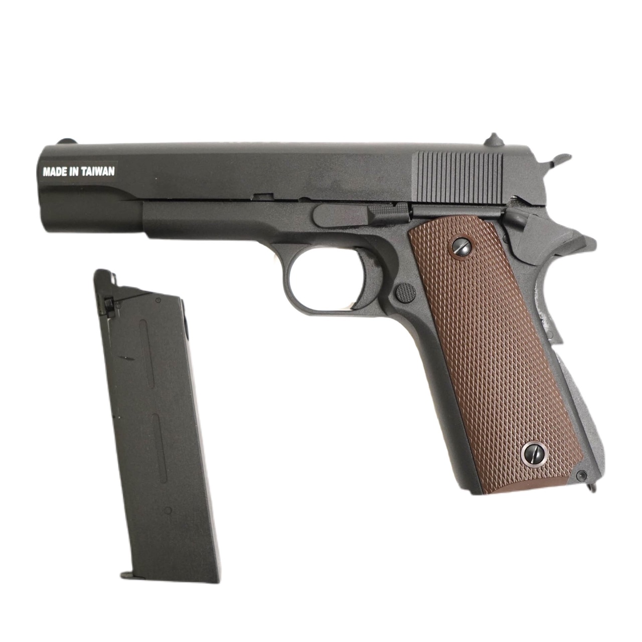 Пистолет страйкбольный (KJW) Colt M1911A1 GBB, GAS, черный, металл, ствол с резьбой 1911-TBC.GAS