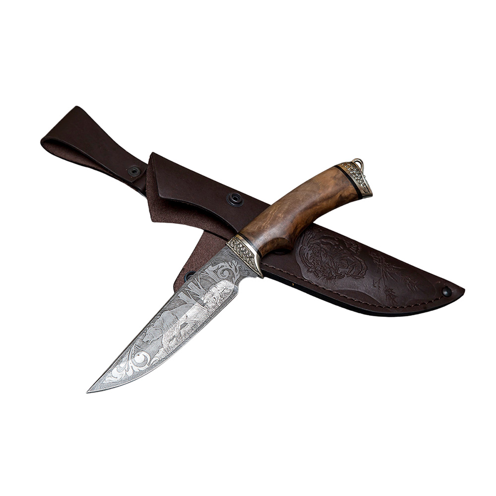 Нож "Легионер" дамасская сталь,литье,орех,(кап) гравировка Семина