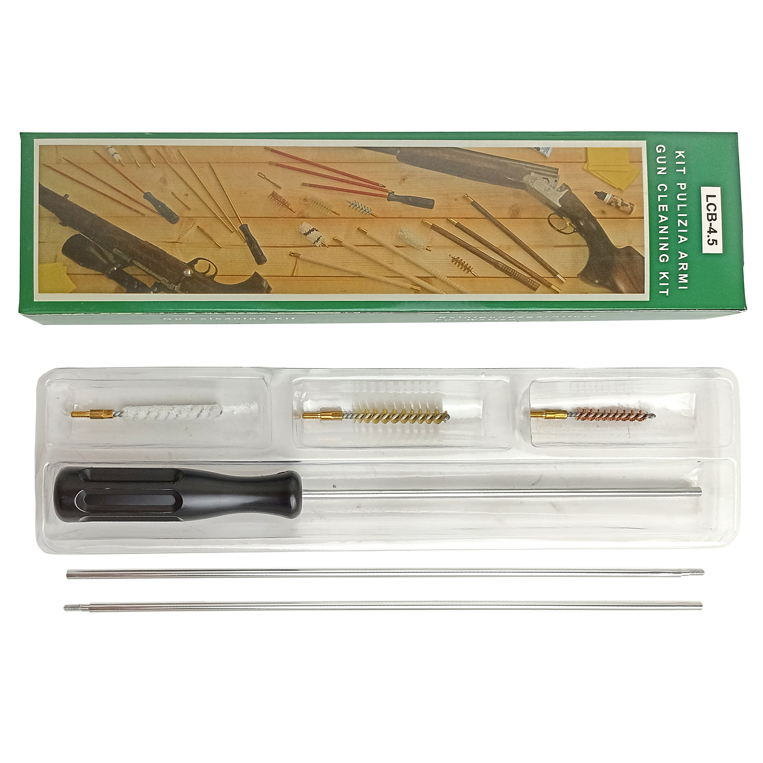 Набор для чистки оружия Kami La Trading, шомпол, 3 ерша, калибр 4,5 мм