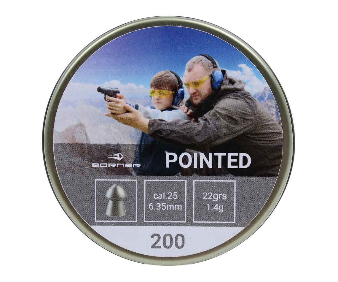 Пули пневматические Borner Pointed, калибр 6,35 мм, вес 1,4 г (200 шт)