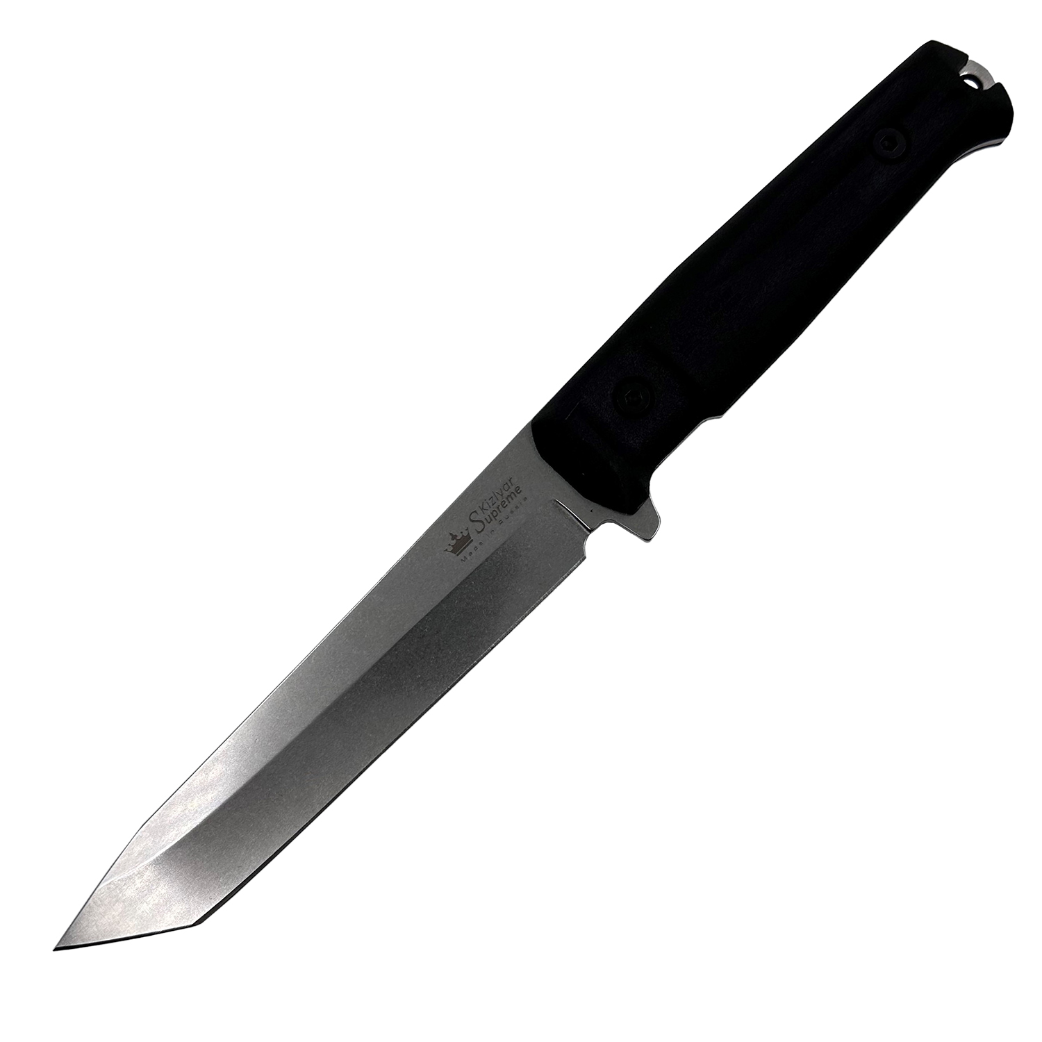 Нож Kizlyar Supreme Aggressor 420HC Lite S+SW (Сатин+SW, Черная рукоять, Кожаные ножны)