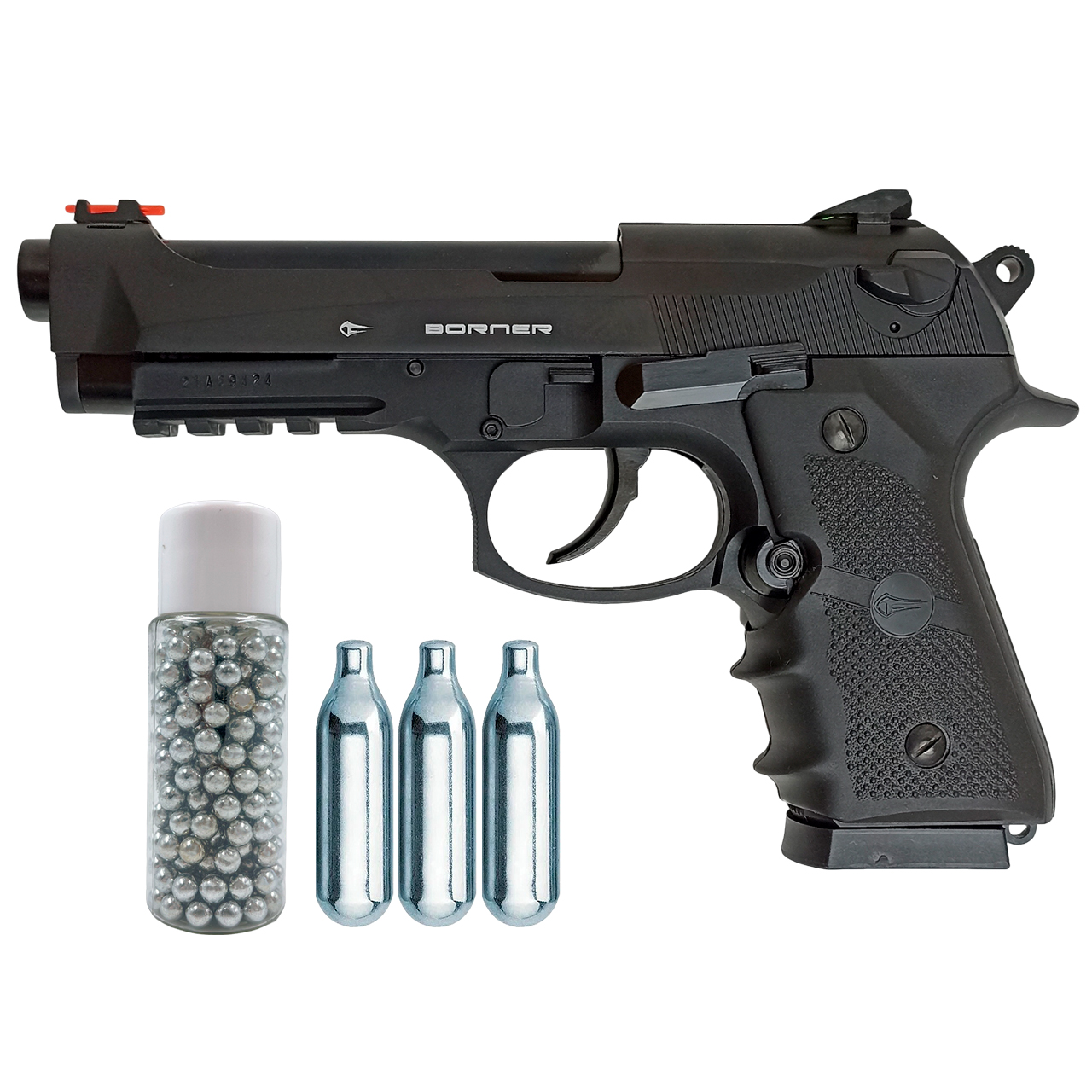 Пистолет пневматический Borner Sport 331 (баллоны 3 шт + шарики 250 шт)
