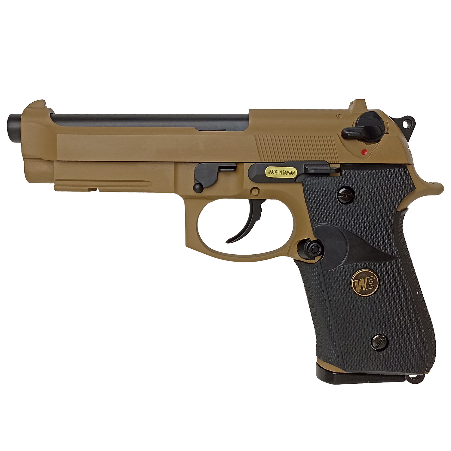 Пистолет страйкбольный (WE) Beretta M92F, tan, металл, рельса WE-M009-TAN