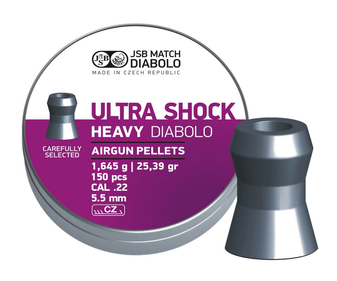 Пуля пневм. "JSB Ultra Shock Heavy", кал. 5,5 мм, 1,645 гр. (150 шт)