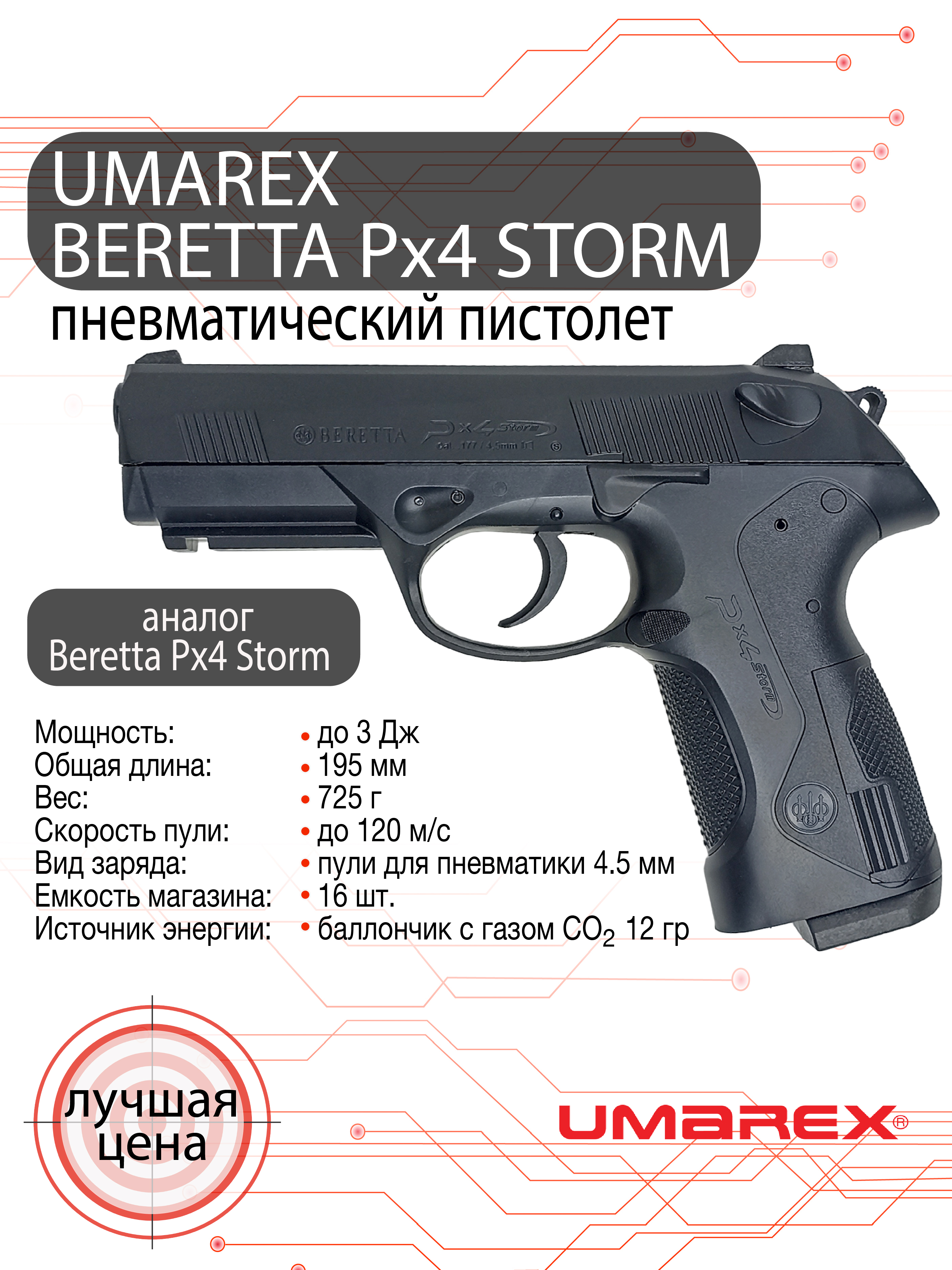Пневматический пистолет Umarex Beretta Px4 Storm (beretta) 4,5 мм