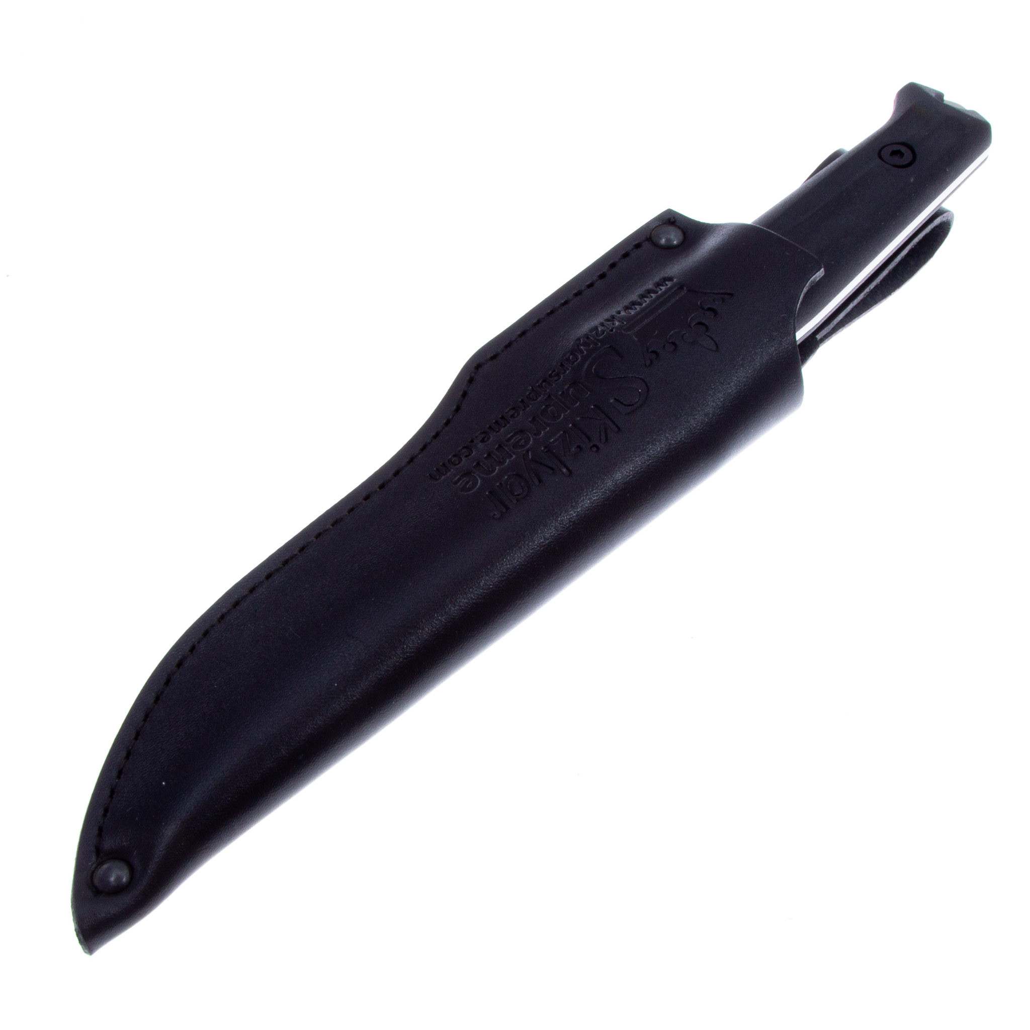 Нож Kizlyar Supreme Trident 420HC SW (Stonewash, Черная рукоять, кожаный чехол)