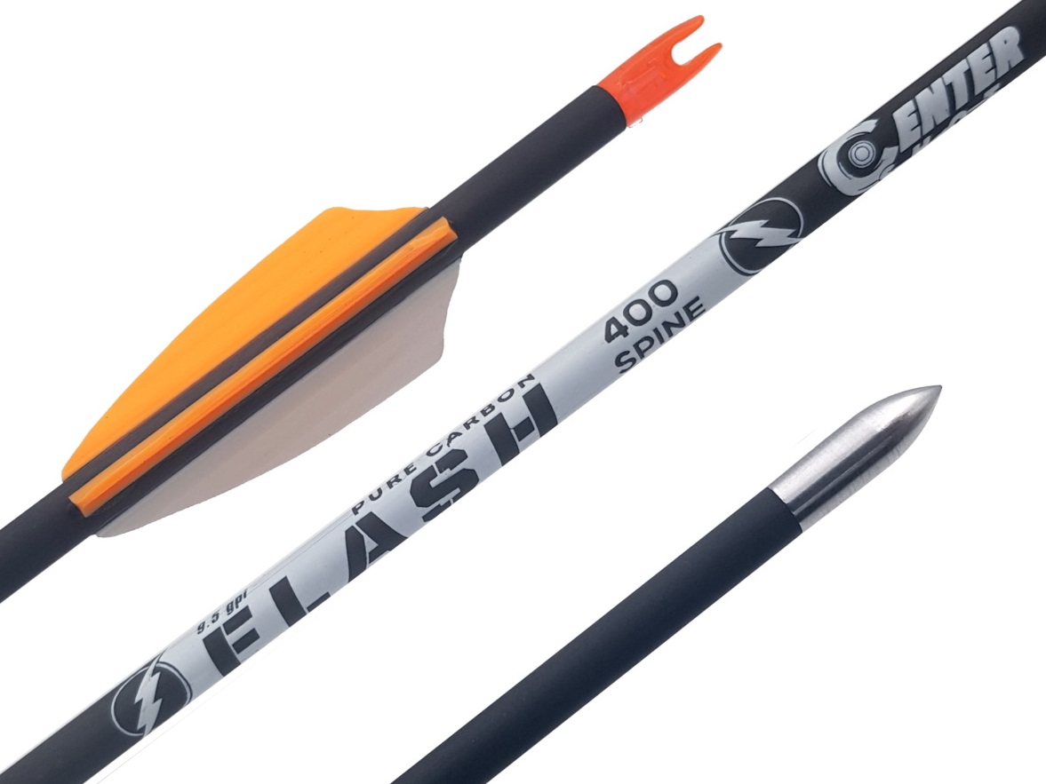 Стрела лучная карбоновая спортивная Centershot Flash 400 оперение Shield 2"