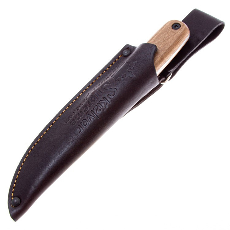 Нож Colada AUS-10Co SW (Stonewash, деревянная рукоять, кожаный чехол)