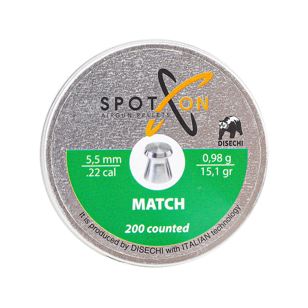 Пули пневматические SPOTON Match калибр 5,5 мм, 0,98 гр. (200 штук)