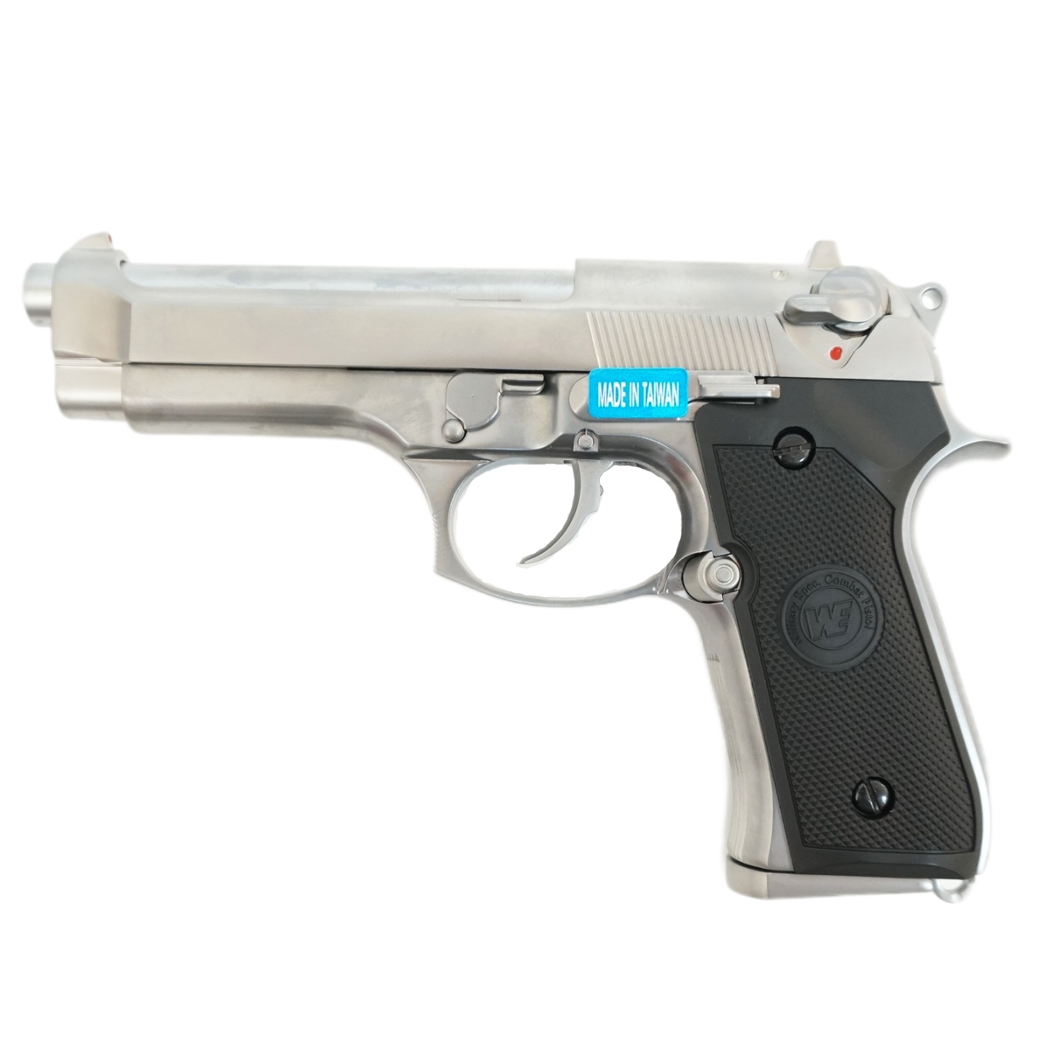 Пистолет страйкбольный (WE) Beretta M92F, хромированный, металл, WE-M002 / GP301SV