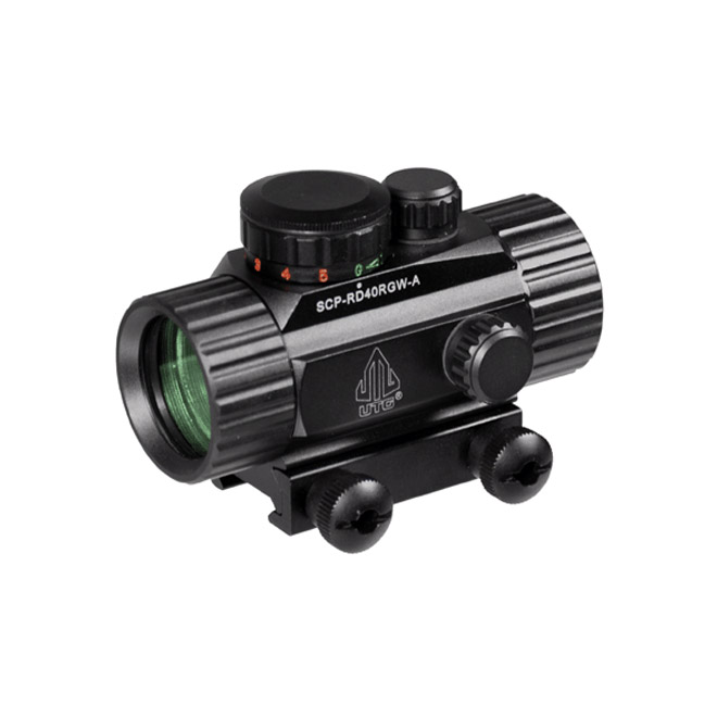 коллиматор Leapers UTG New Gen 1x30 закрытый на Weaver, подсветка точка зелёная/красная