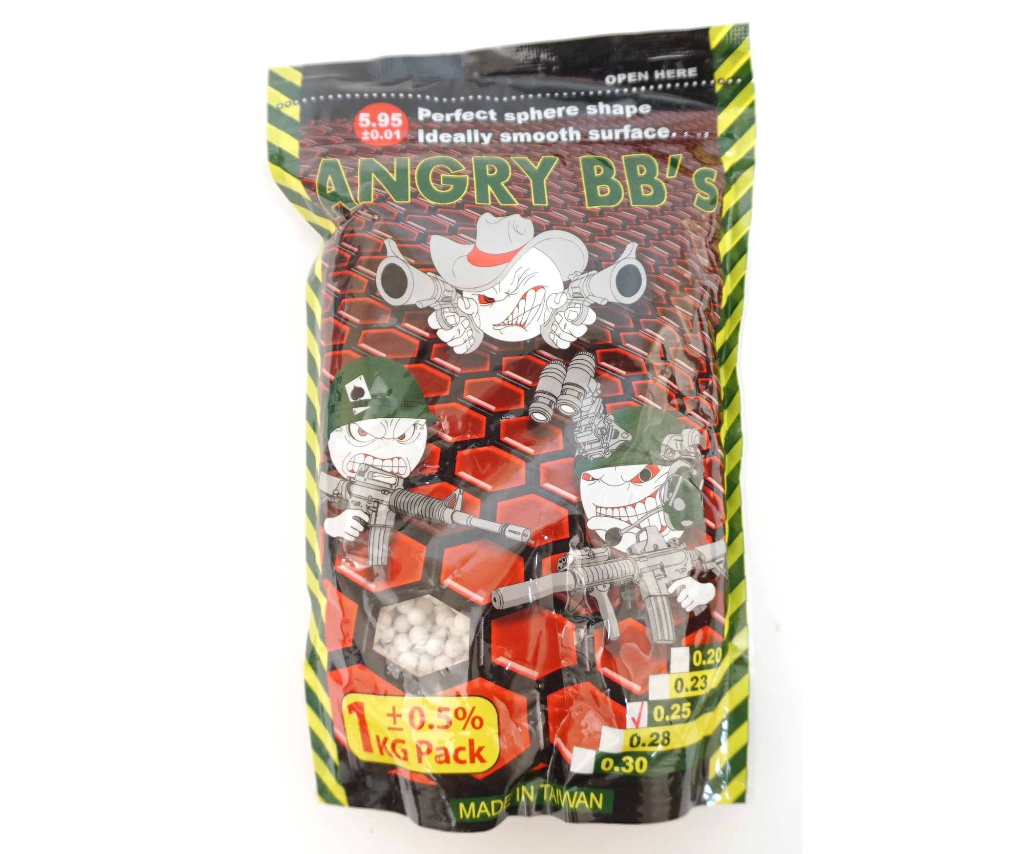 Шарики Angry BBs® 0,25 (белые, 1 кг пакет) Taiwan TJ-025