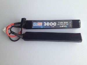 АКБ BlueMAX 7.4V Lipo 3000mAh 20C nunchuck 2x (17.6x25x128)