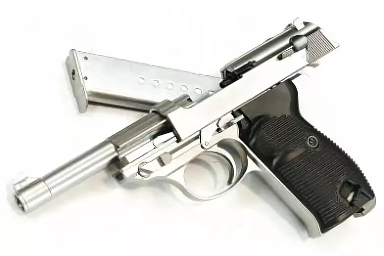 Пистолет страйкбольный (WE) WALTHER P38 GBB хром, металл, WE-P010LBOX-SV / GP124SB