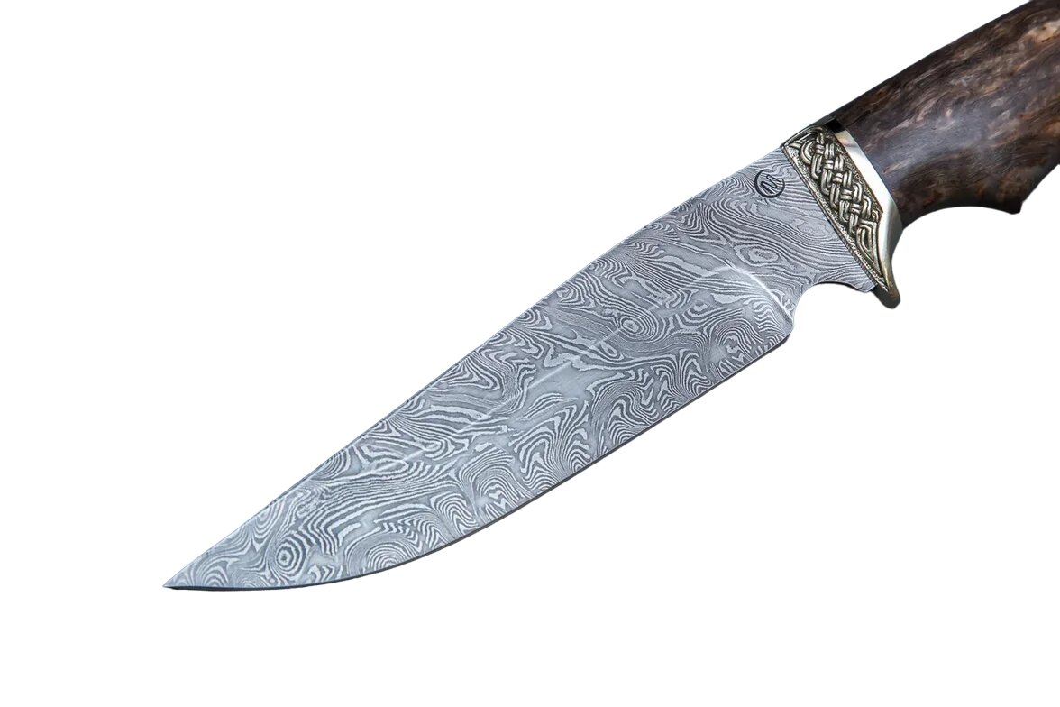 Нож "Легионер" дамасская сталь, литье, стабилизированная карельская береза Семина