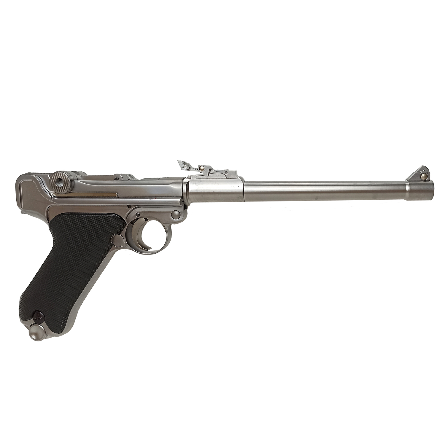 Пистолет страйкбольный (WE) P-08 8", металл, хромированный, GP403S, WE-P006 / WE-042