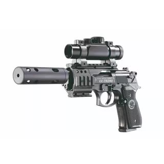 Пневматический пистолет Umarex Beretta M92 FS (глушитель, коллиматор, чёрный с накладками)