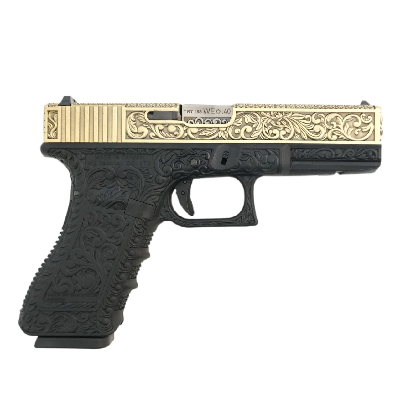 Пистолет страйкбольный (WE) Glock-18 gen3, авт, металл слайд, под бронзу с гравировкой , WE-G002BOX-BR
