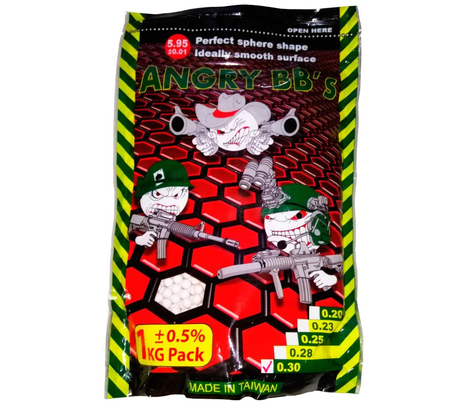 Шарики Angry BBs® 0,30 (белые, 1 кг пакет) Taiwan 