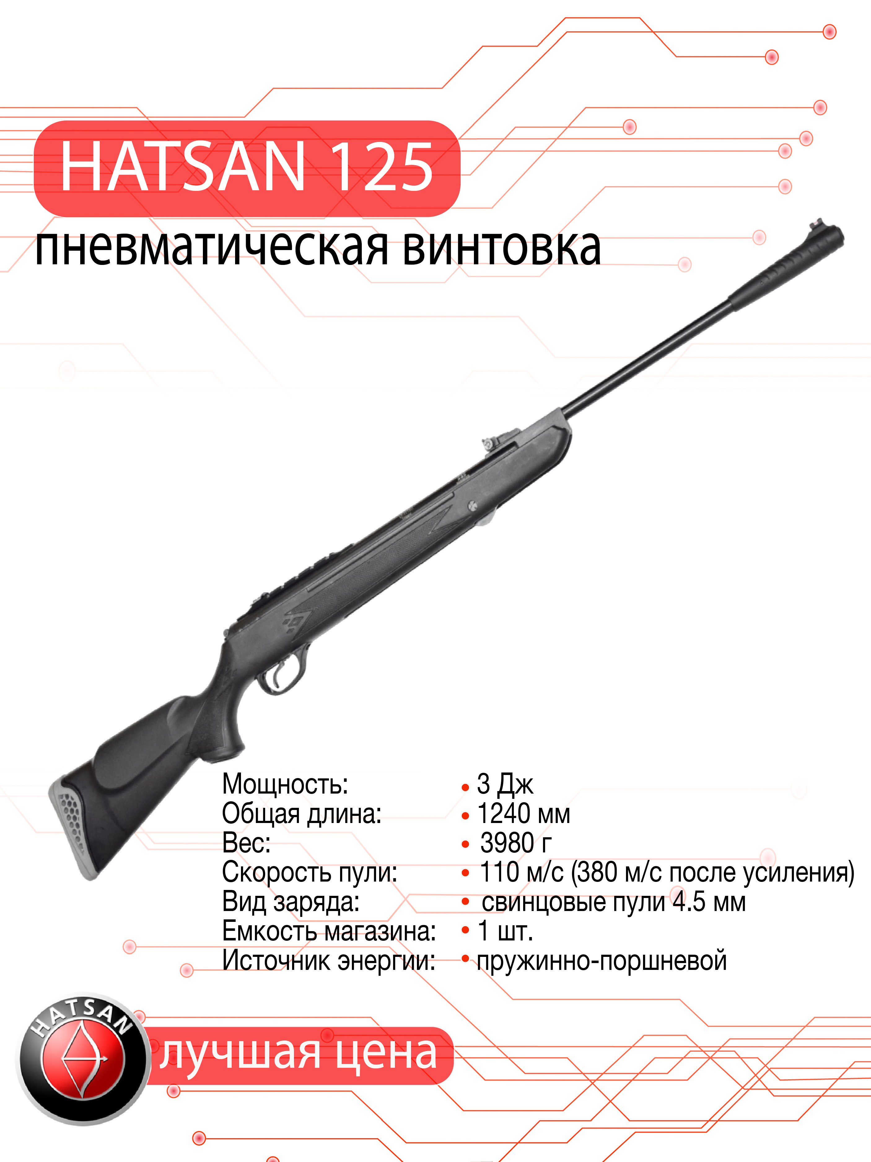 Пневматическая винтовка Hatsan 125 кал. 4.5 мм 3 Дж