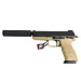 Пистолет страйкбольный (Tokyo marui) HK45 Tactical GBB, черный/тан, модератор 142764