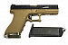 Пистолет страйкбольный (WE) GLOCK-17 G-Force металл слайд, TAN рамка, черный слайд, хром. ствол WE-G001WET